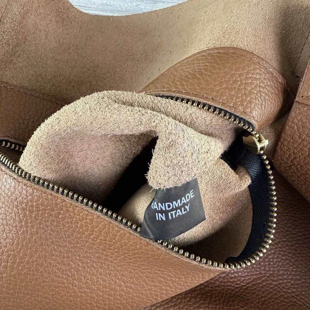 Kurt Geiger London Made in Italy 100% Leather Brown Large Tote Bag Shopper